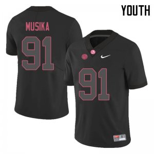 NCAA Youth Alabama Crimson Tide #91 Tevita Musika Stitched College 2018 Nike Authentic Black Football Jersey BN17B58CJ